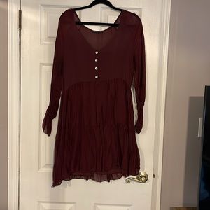 Fully lined tunic dress. Sheer long sleeves